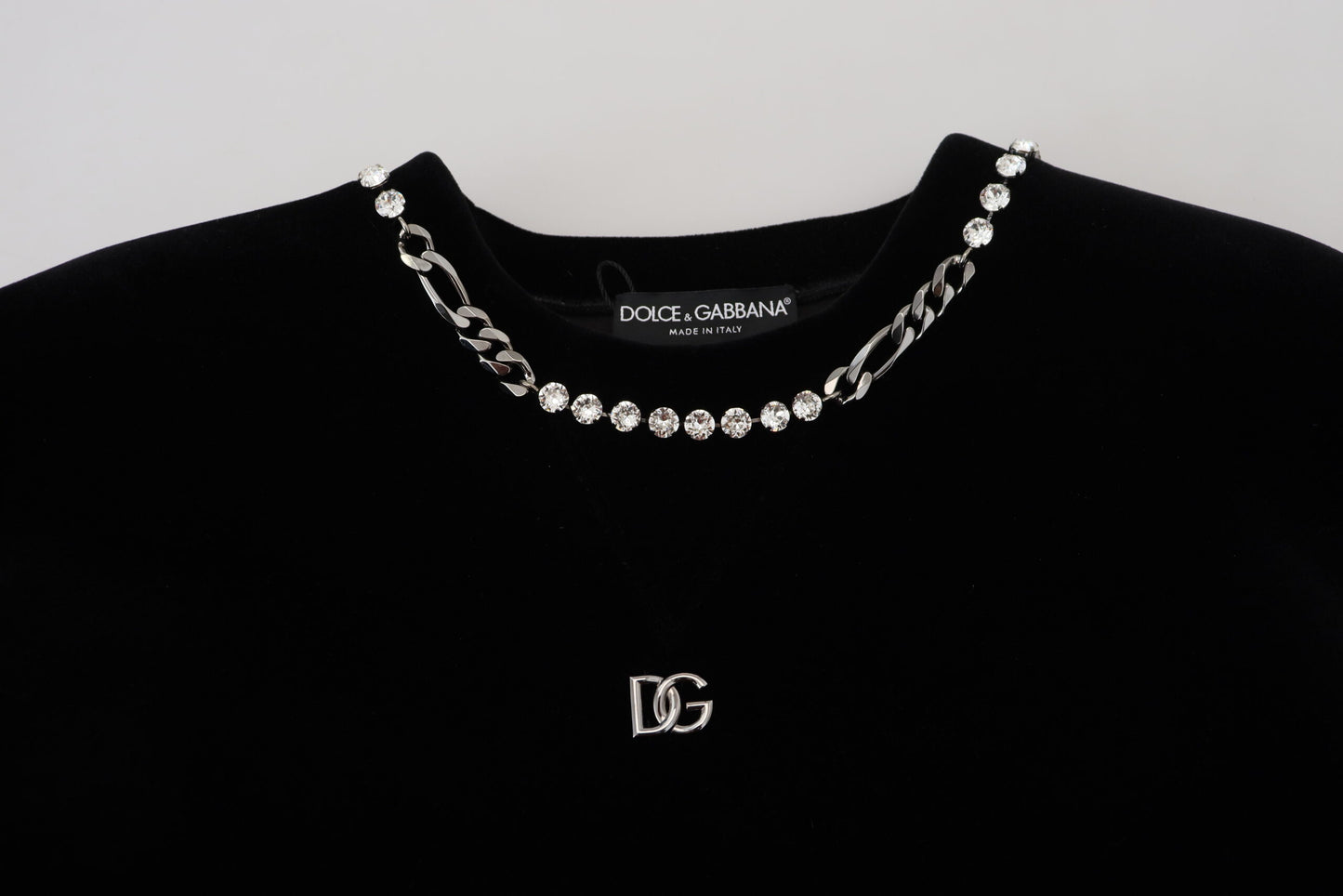 Elegant Crystal Embellished Black Pullover