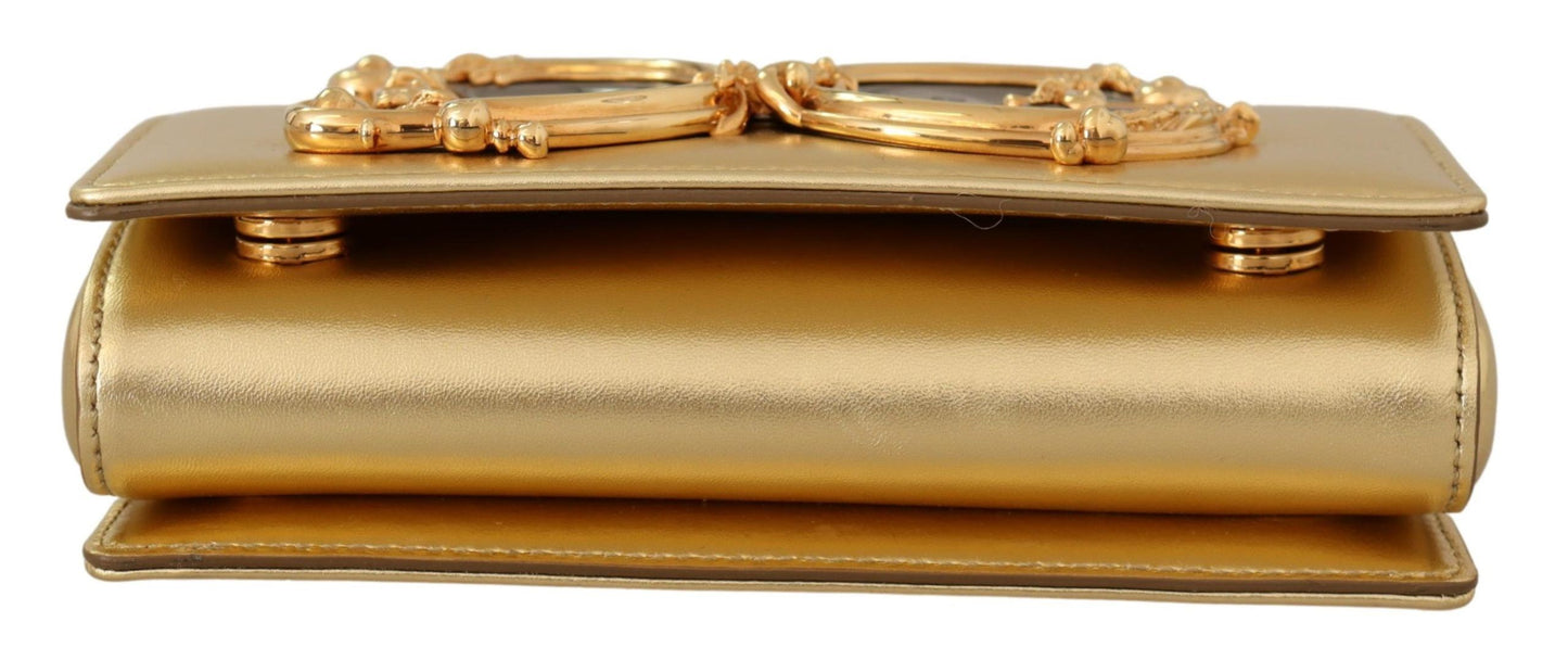 Elegant Gold Leather Phone Purse with Chain Strap