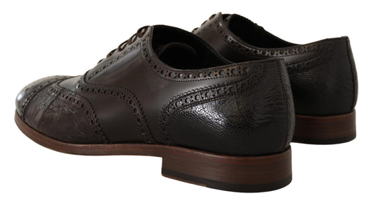 Elegant Brown Leather Derby Brogue Formal Shoes