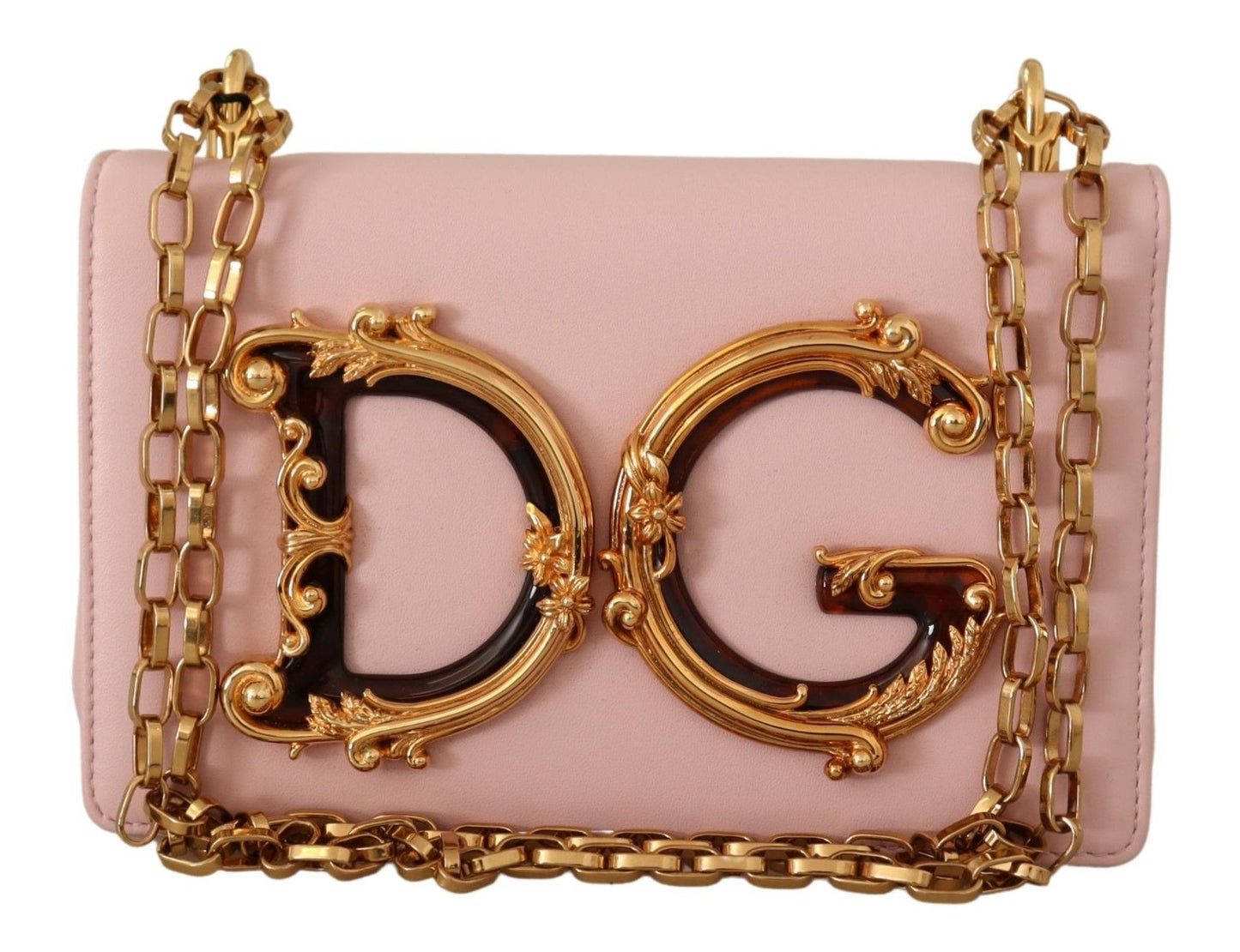 Chic Pink Leather Shoulder Bag with Gold Accents