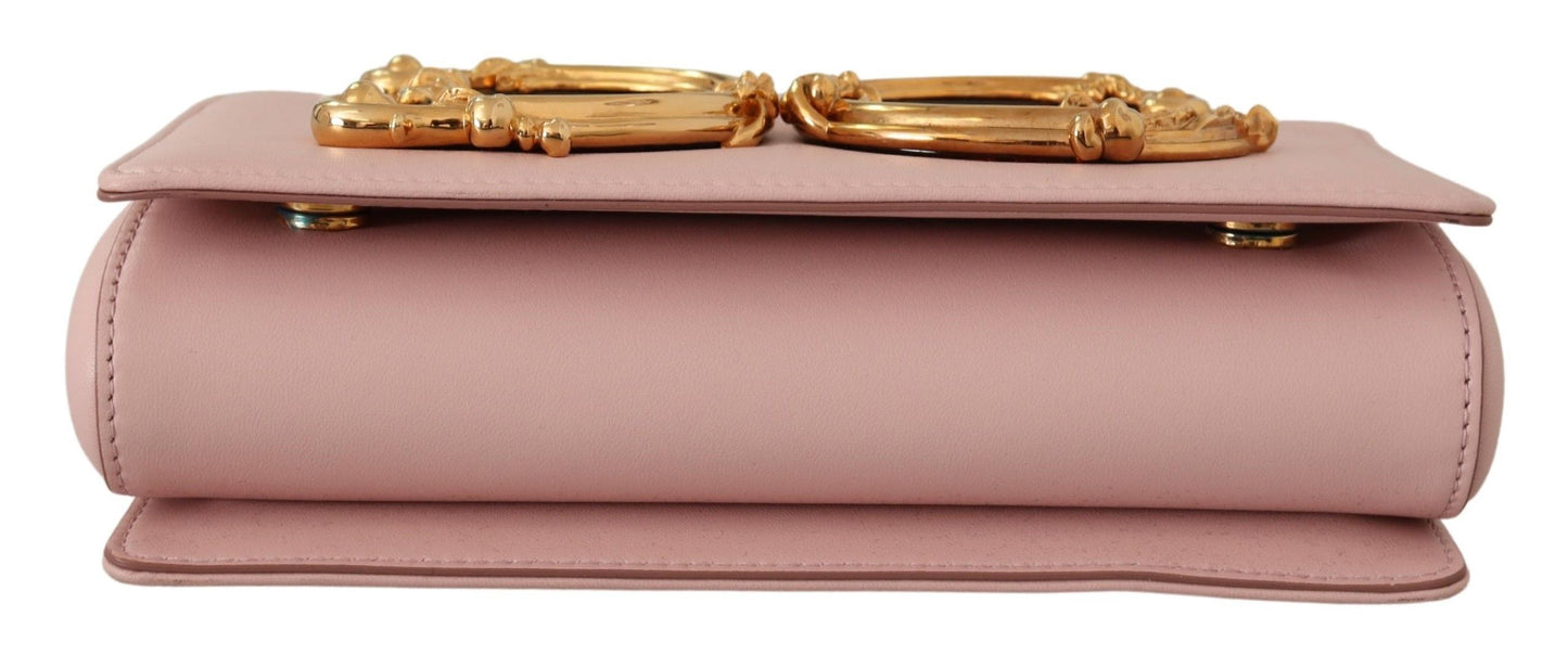 Chic Pink Leather Shoulder Bag with Gold Accents