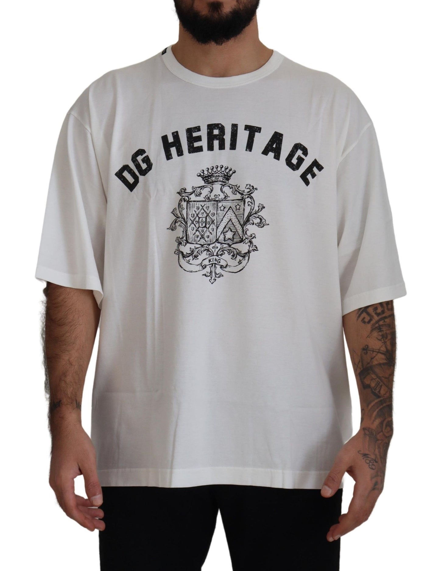 Elegant White Cotton Tee with Logo Print