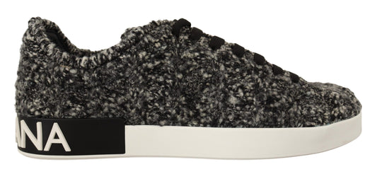 Elegant Monochrome Wool Blend Sneakers