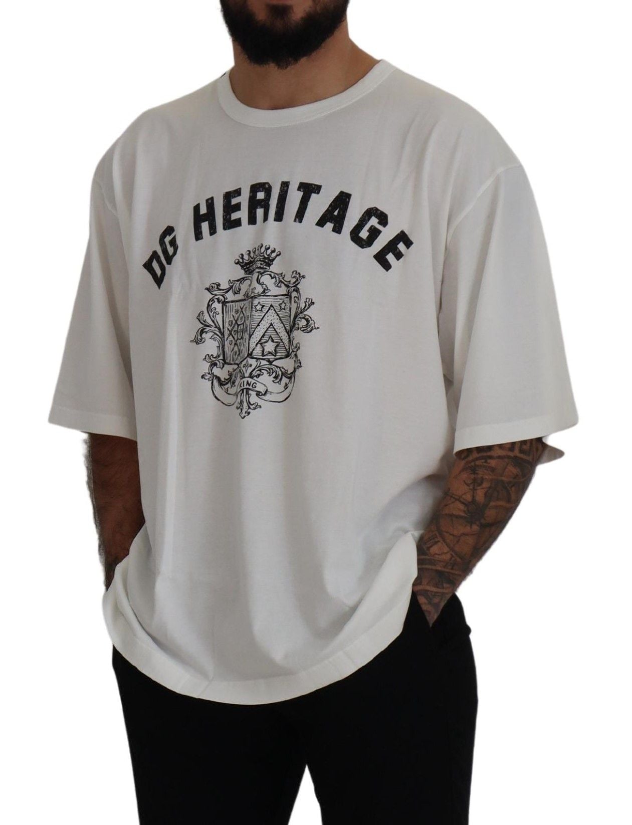 Elegant White Cotton Tee with Logo Print