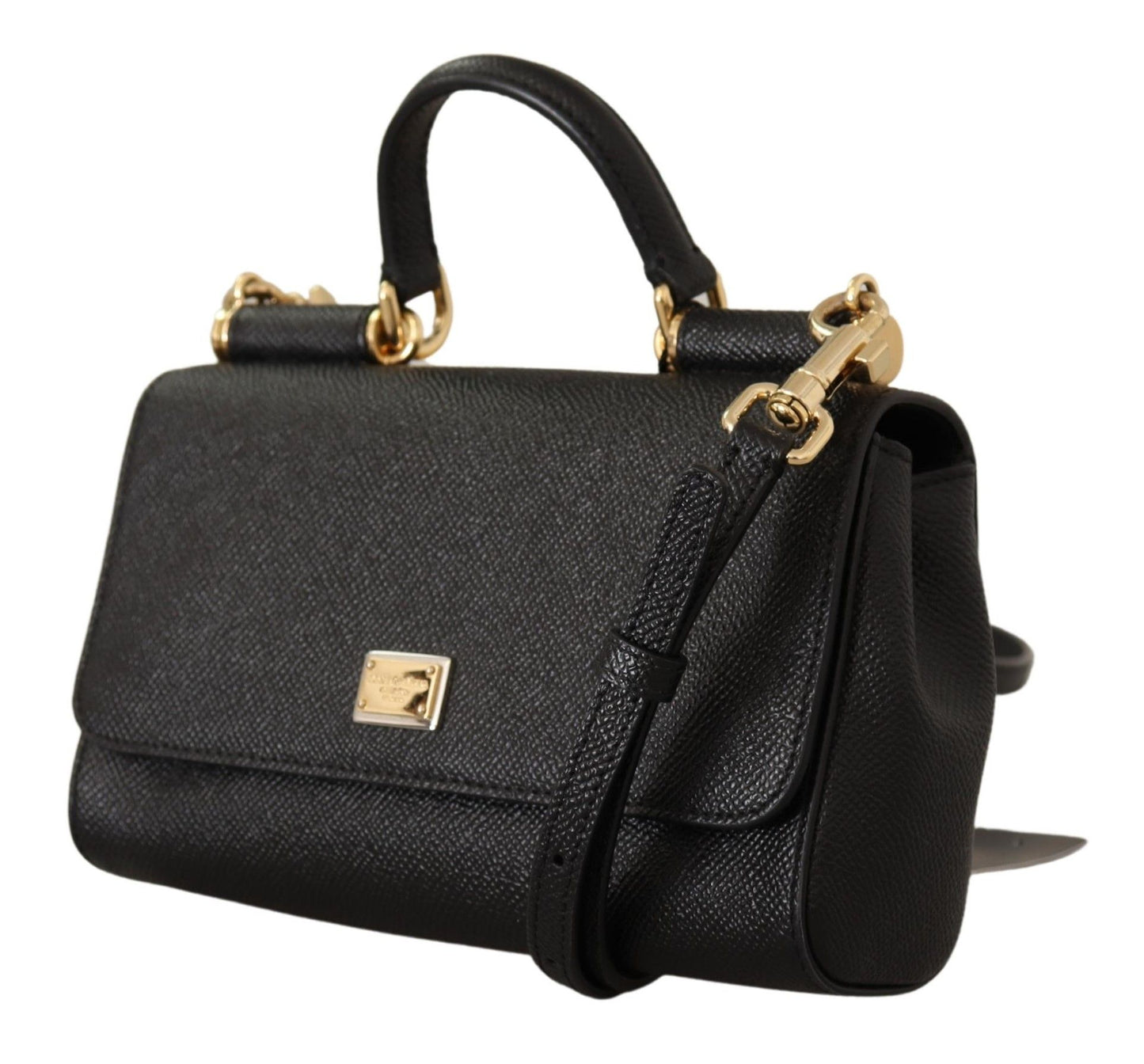 Elegant Black Sicily Leather Shoulder Bag