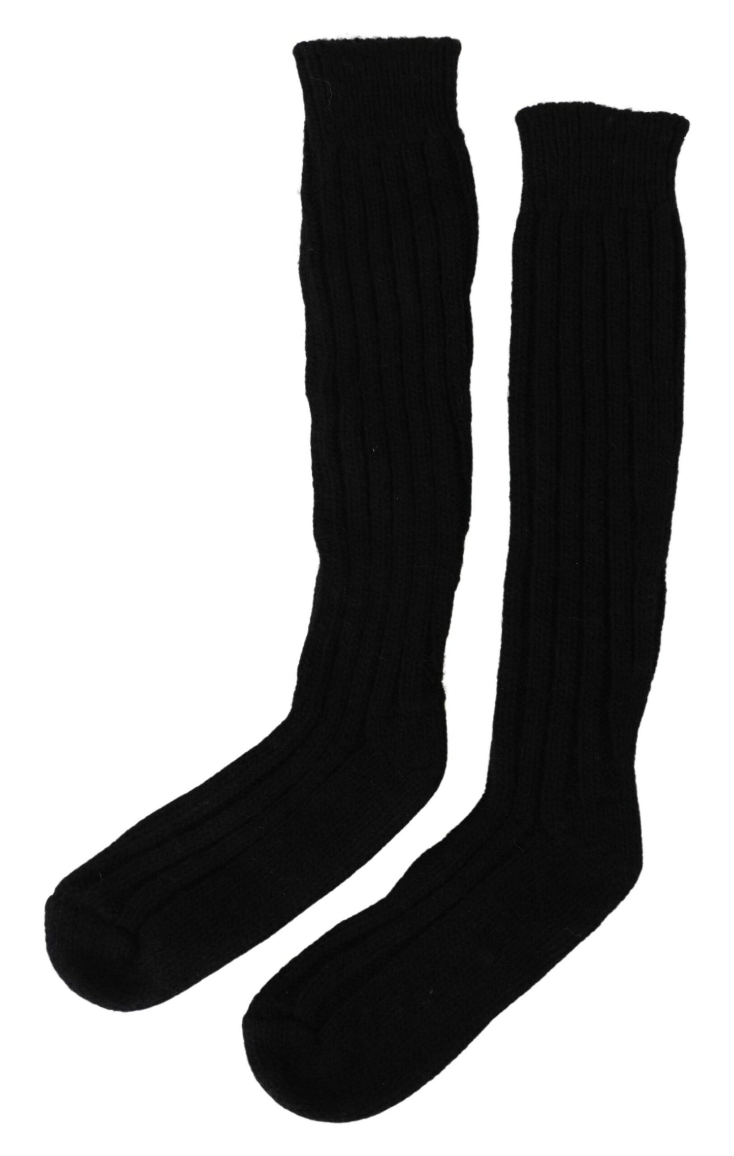 Elegant Black Over-the-Calf Knit Socks