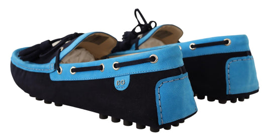 Exquisite Blue Leather Slip-On Loafers