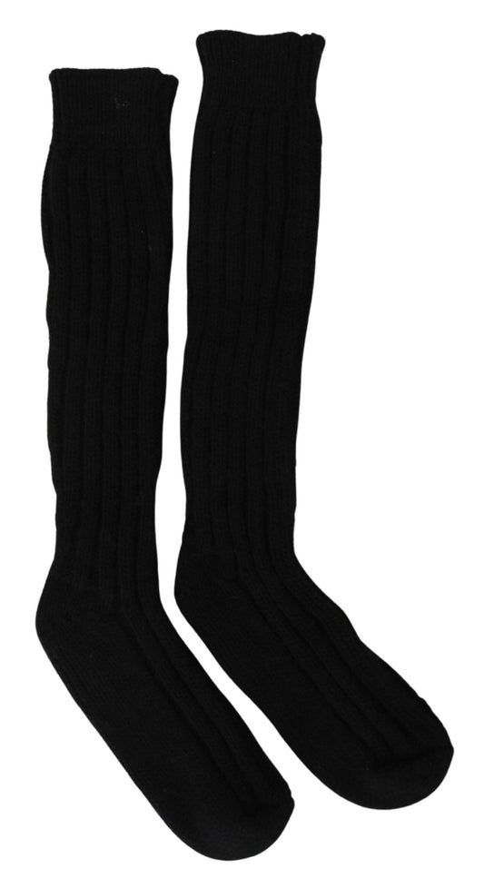 Elegant Black Over-the-Calf Knit Socks