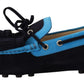Exquisite Blue Leather Slip-On Loafers
