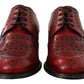 Elegant Red Leather Wingtip Brogues