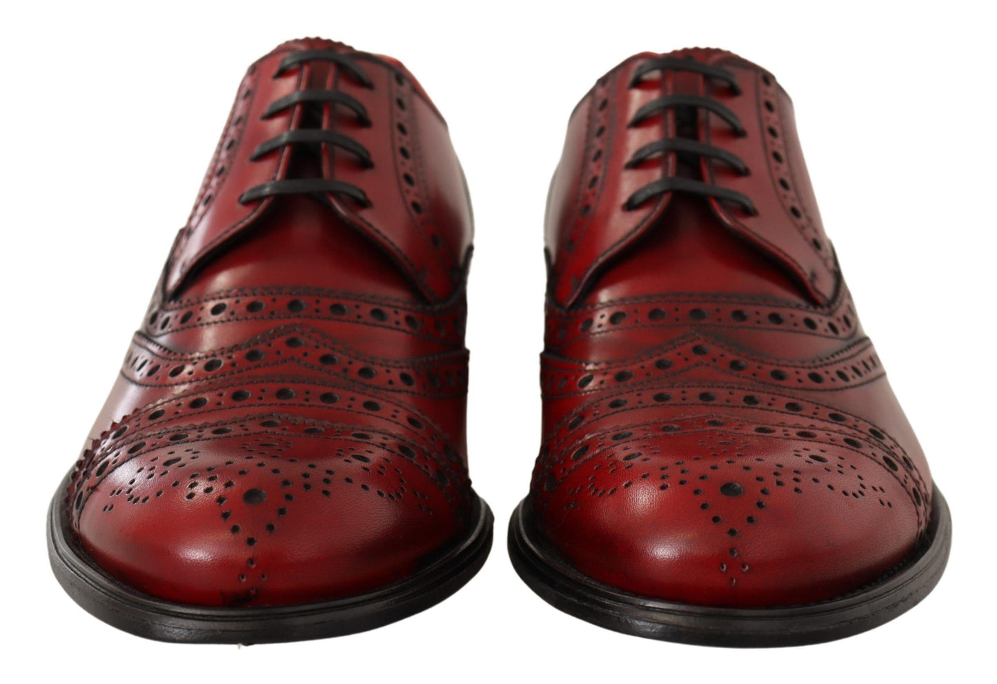 Elegant Red Leather Wingtip Brogues