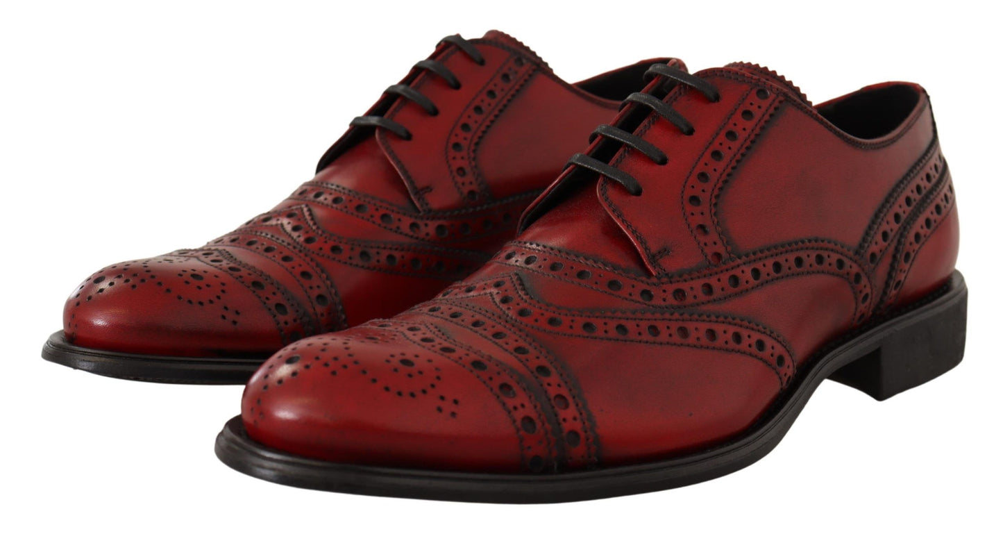 Elegant Red Leather Wingtip Brogues