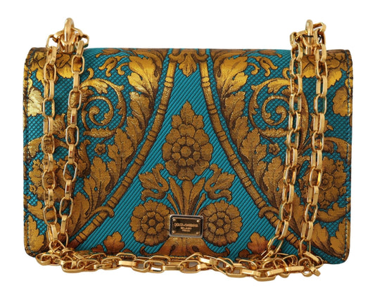 Elegant Gold Baroque Clutch with Chain Strap