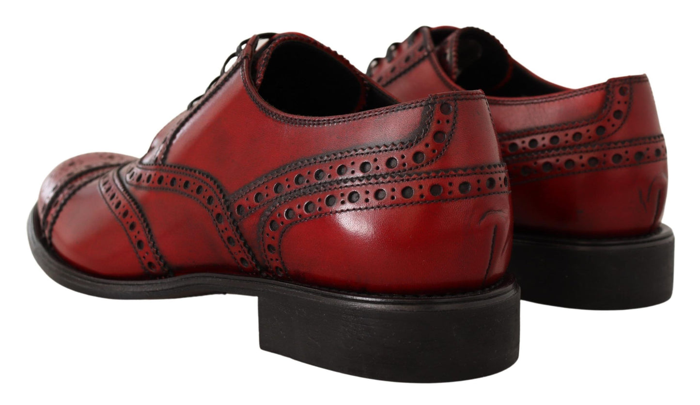 Elegant Red Leather Wingtip Brogues