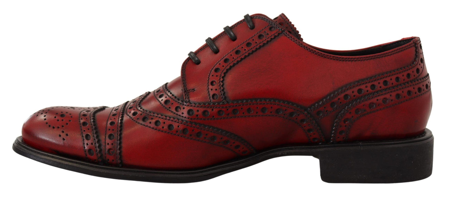 Elegant Red Leather Wingtip Brogues