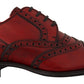 Elegant Red Leather Wingtip Brogues