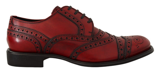 Elegant Red Leather Wingtip Brogues