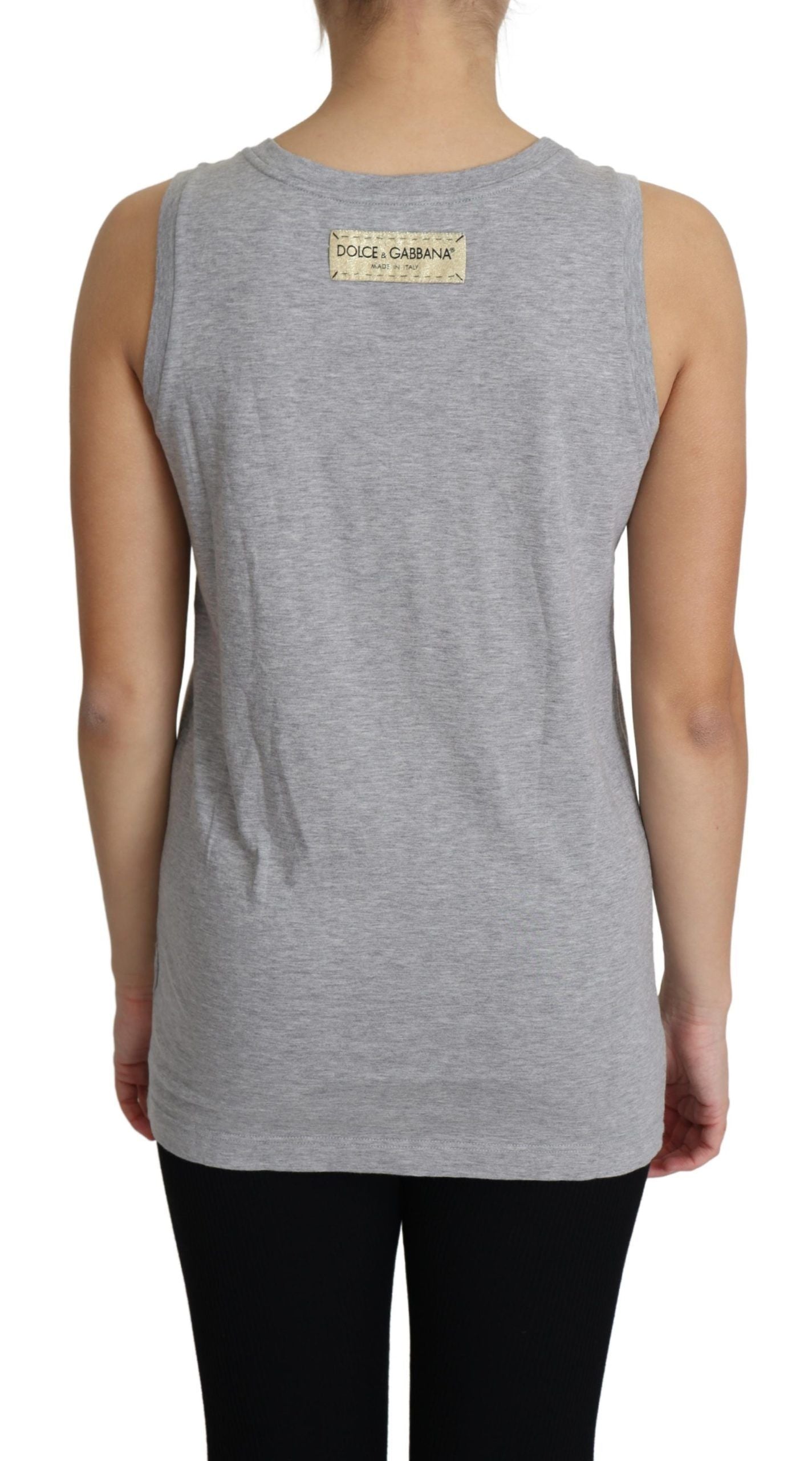 Chic Gray Melange Cotton Tank Top