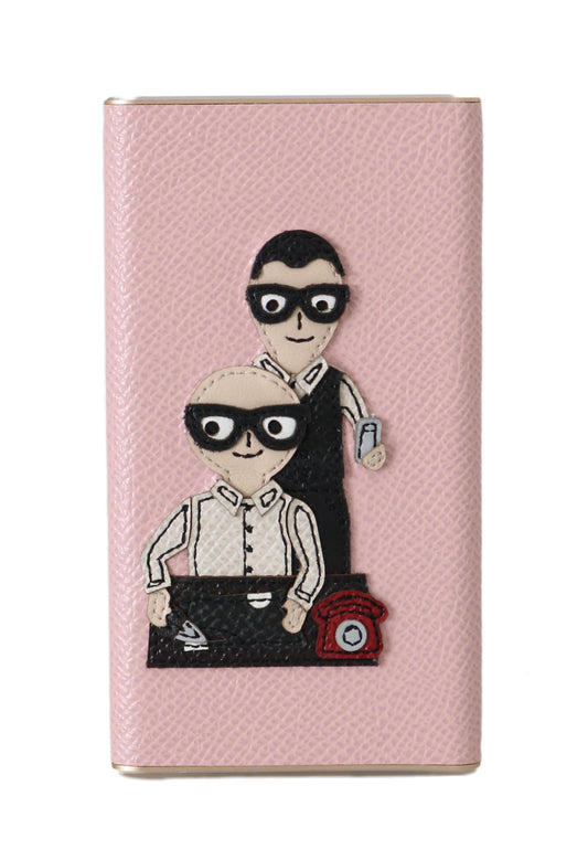 Chic Pink Leather Power Bank