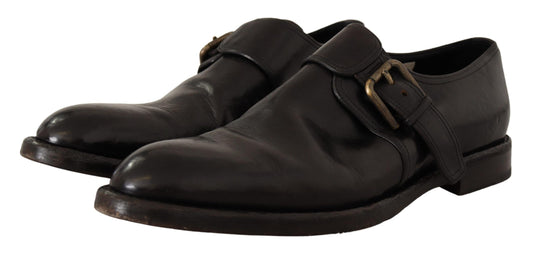 Elegant Black Leather Monk Strap Formal Shoes