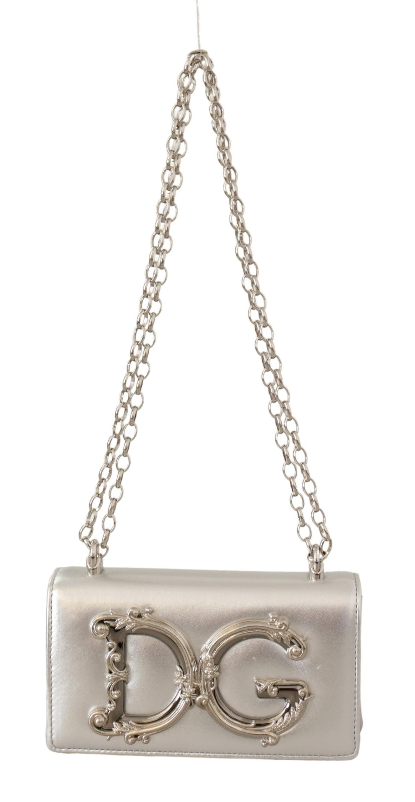 Elegant Silver Leather Shoulder Bag