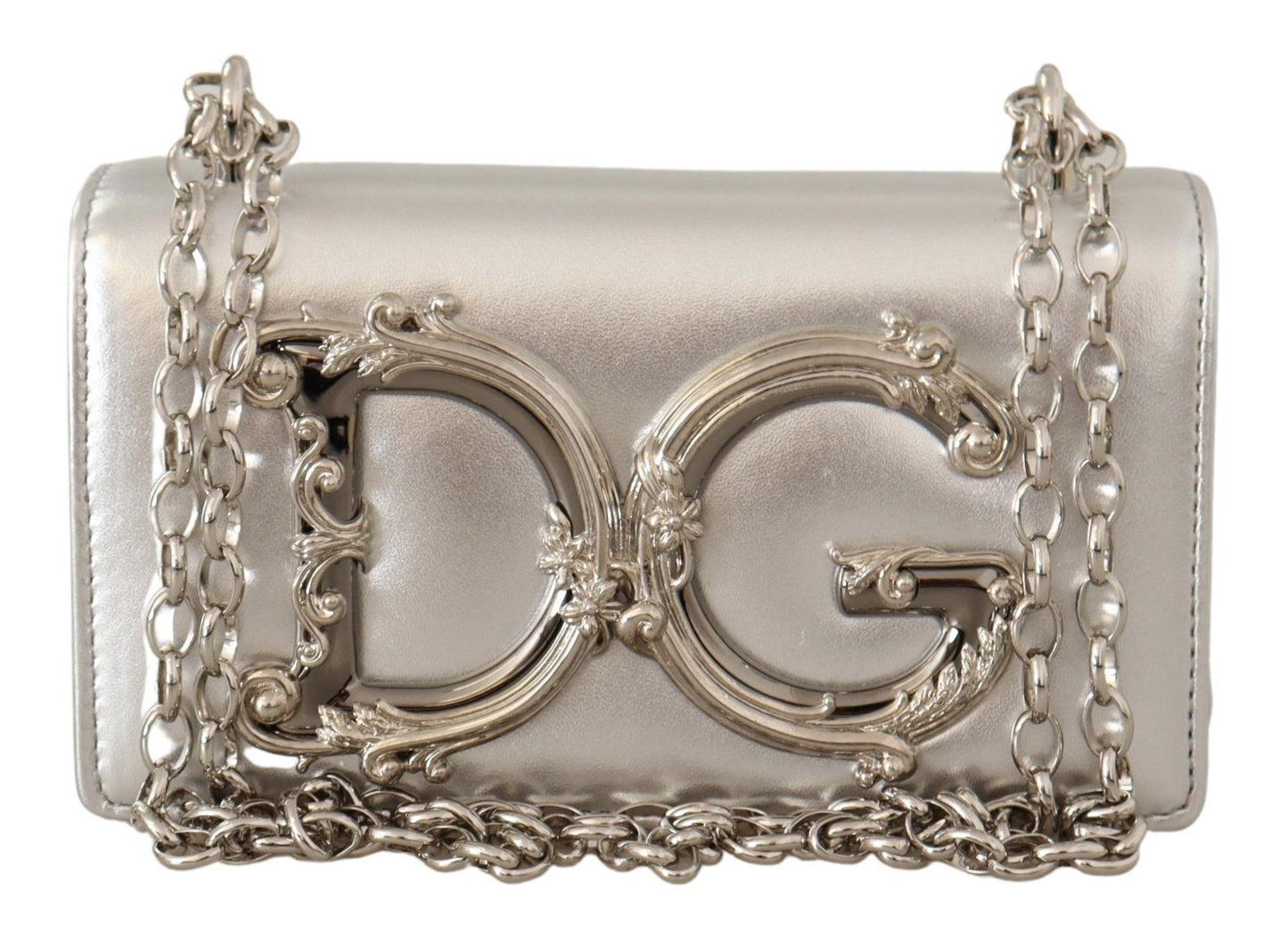 Elegant Silver Leather Shoulder Bag