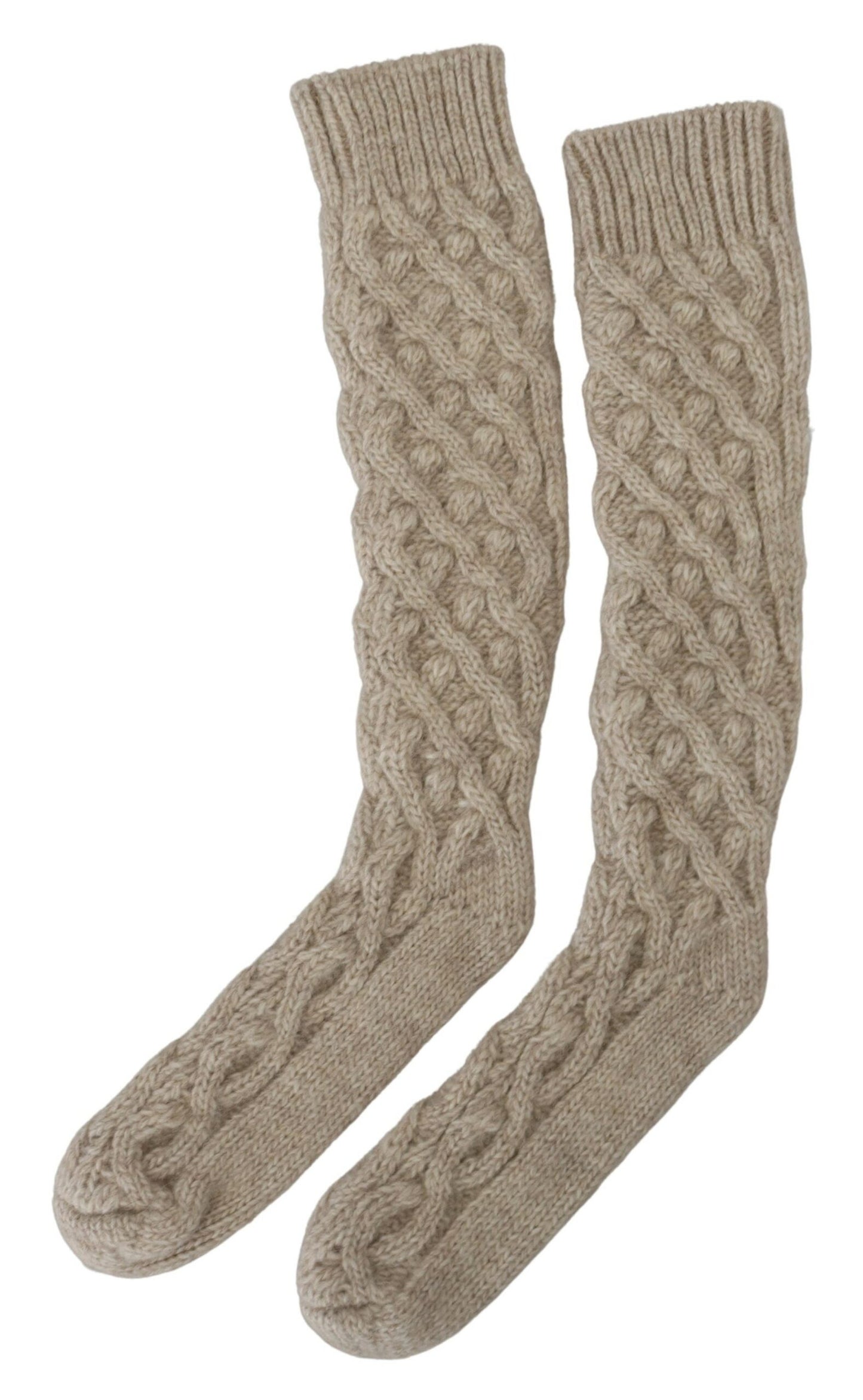 Beige Wool-Alpaca Blend Knit Socks