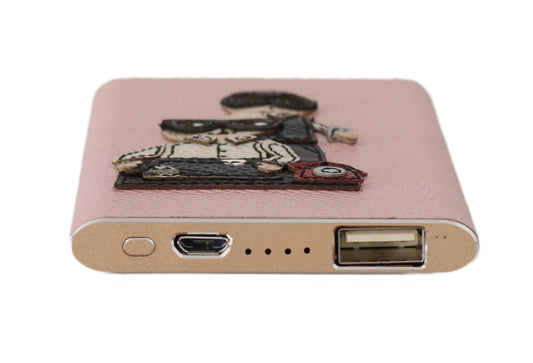 Chic Pink Leather Power Bank