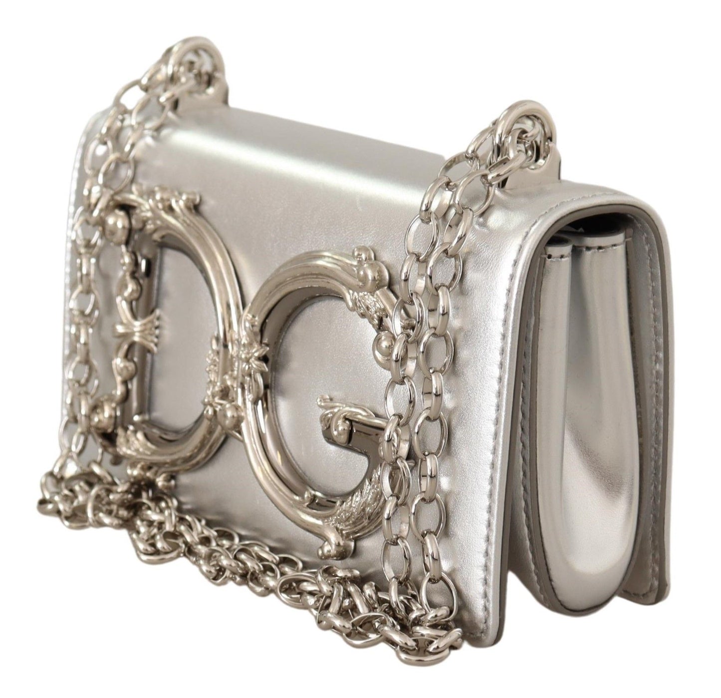 Elegant Silver Leather Shoulder Bag