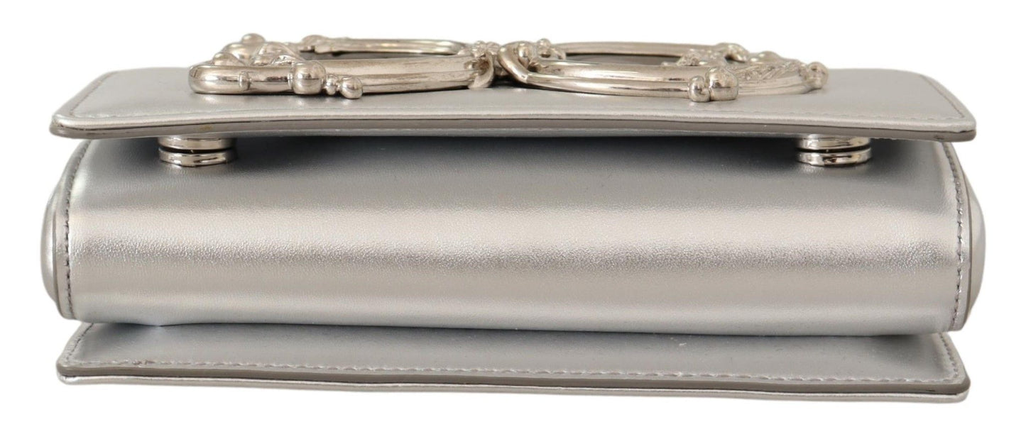 Elegant Silver Leather Shoulder Bag