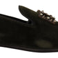 Emerald Velvet Crystal-Embellished Loafers