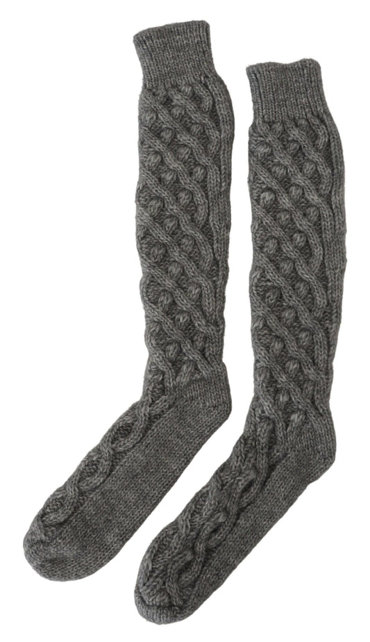 Chic Grey Wool Blend Calf Socks