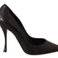 Elegant Brown Leather Skinny Heel Pumps