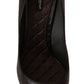 Elegant Brown Leather Skinny Heel Pumps
