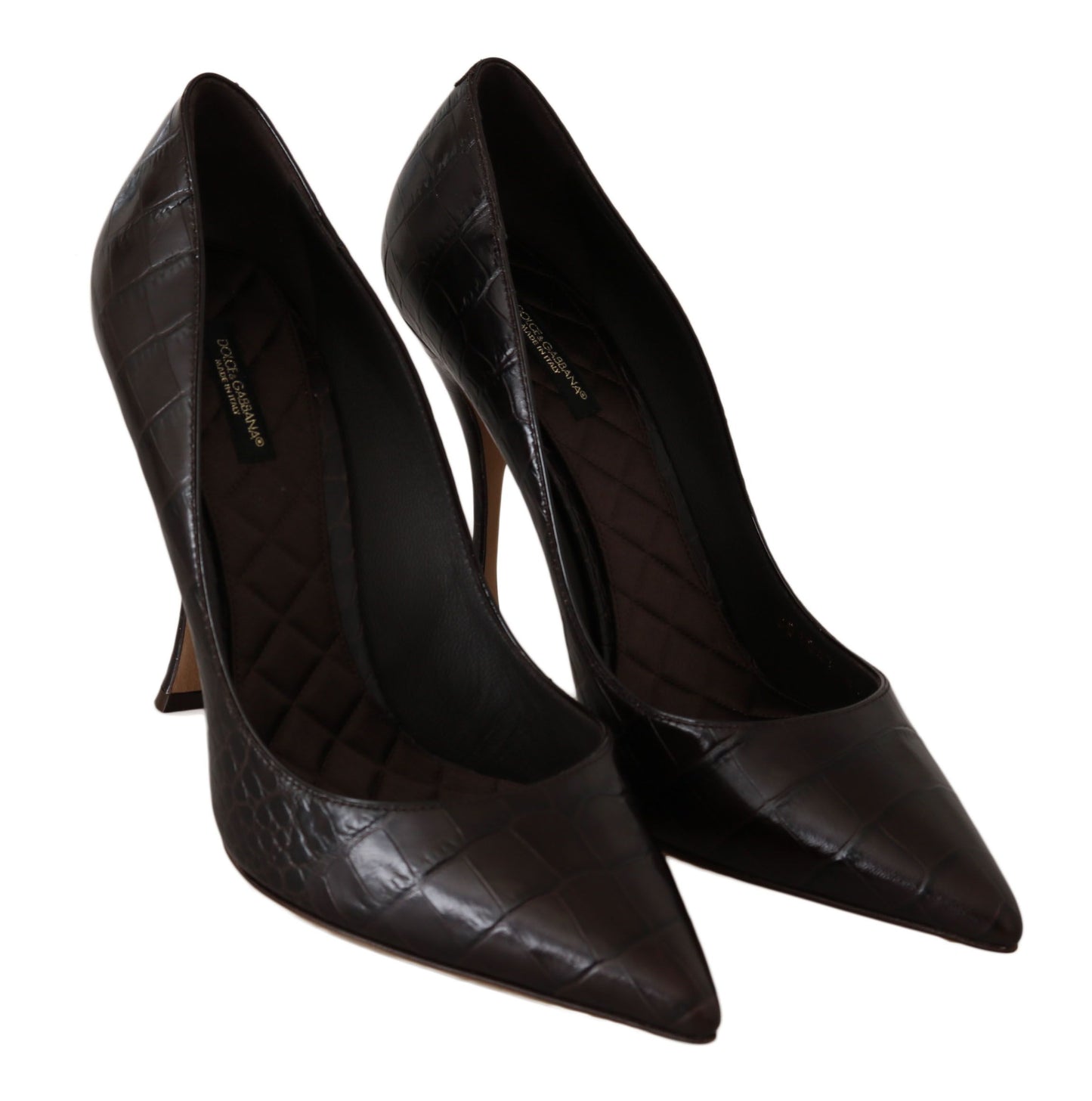 Elegant Brown Leather Skinny Heel Pumps