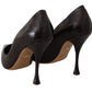 Elegant Brown Leather Skinny Heel Pumps