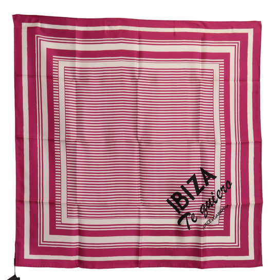 Chic Striped Ibiza Silk Scarf in Pink