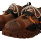 Elegant Brown Leather Casual Sneakers