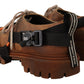 Elegant Brown Leather Casual Sneakers