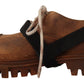 Elegant Brown Leather Casual Sneakers