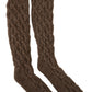 Brown Wool Knit Calf Long Women Socks