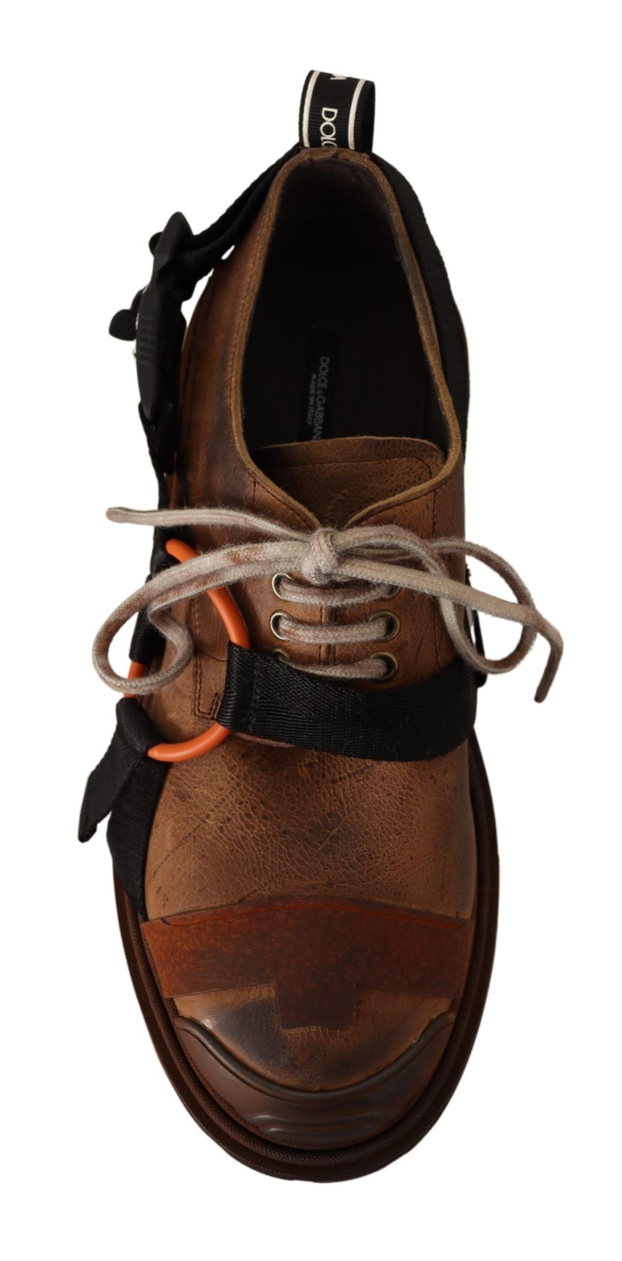 Elegant Brown Leather Casual Sneakers