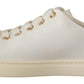 White Leather Gold Red Heart Sneakers Shoes