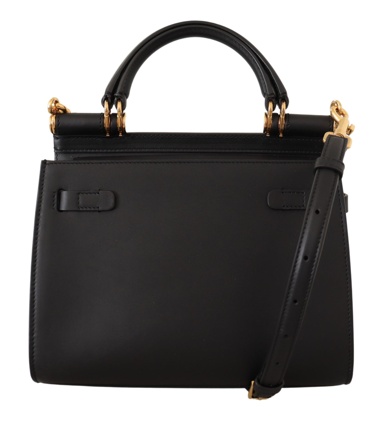 Elegant Black Leather Sicily Shoulder Bag