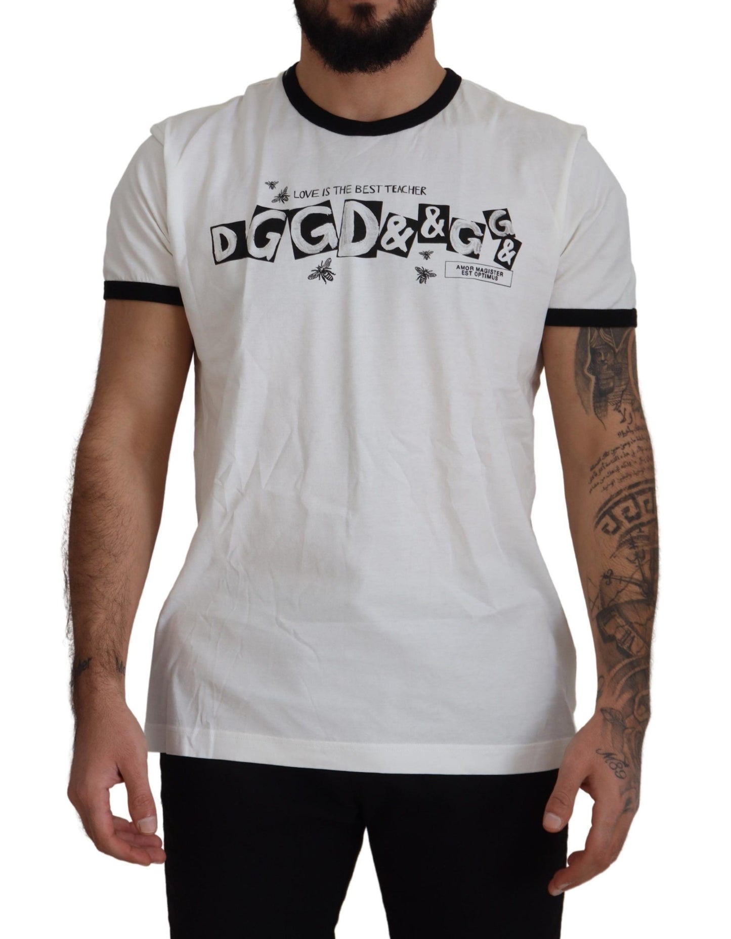 White Cotton Logo Tee with Italian Flair