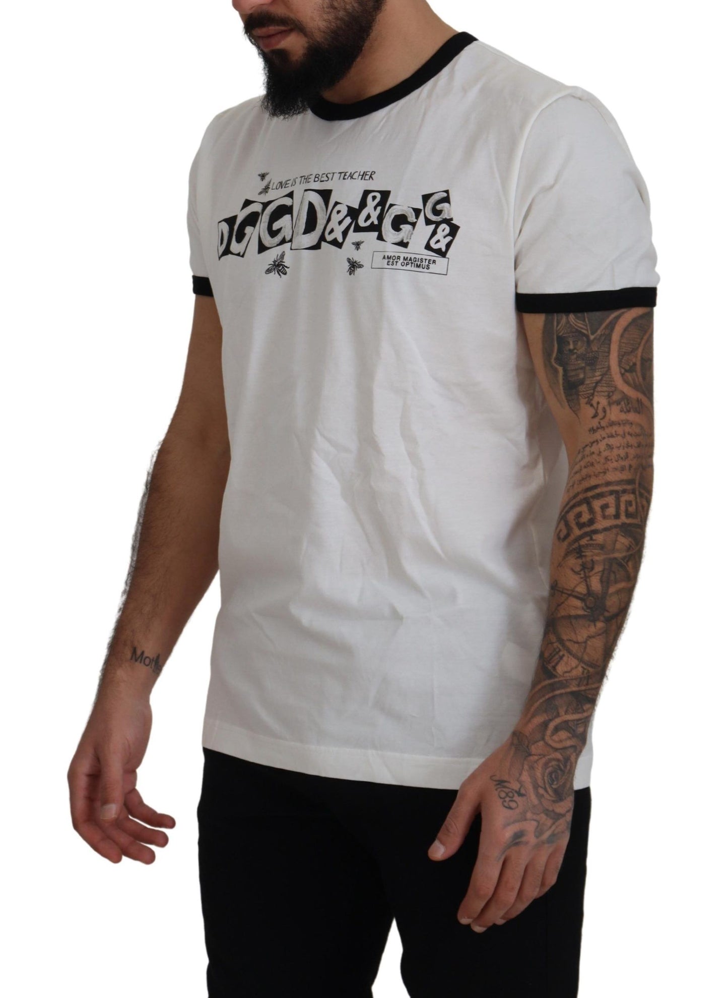 White Cotton Logo Tee with Italian Flair