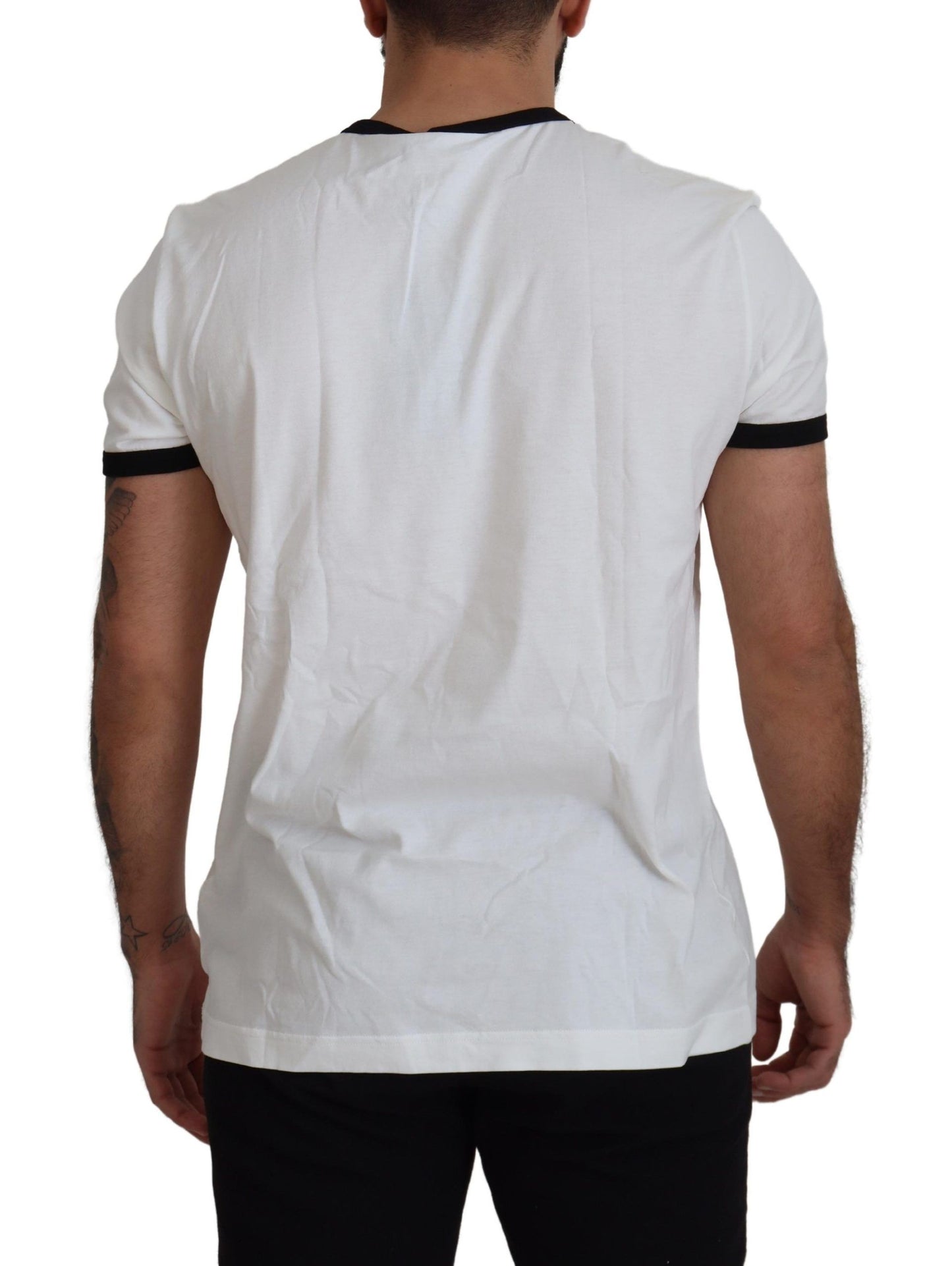 White Cotton Logo Tee with Italian Flair