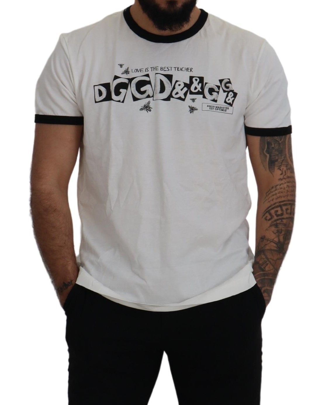 White Cotton Logo Tee with Italian Flair