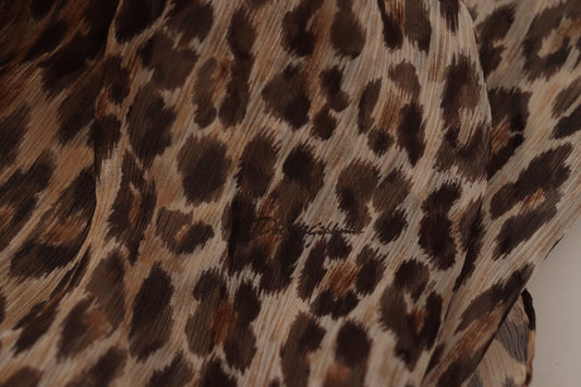 Elegant Leopard Print Silk Scarf