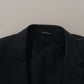 Elegant Dark Blue Cotton Three Piece Martini Suit